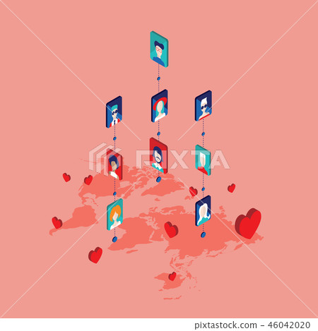 Social network concept Flat isometric design 46042020