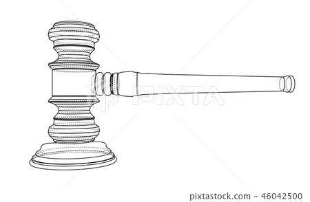 3D outline gavel. Vector rendering of 3d 3D outline gavel. Vector rendering of 3d 46042500