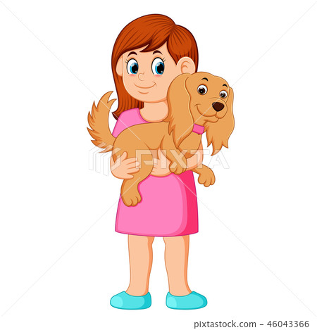 woman holding small dog woman holding small dog 46043366