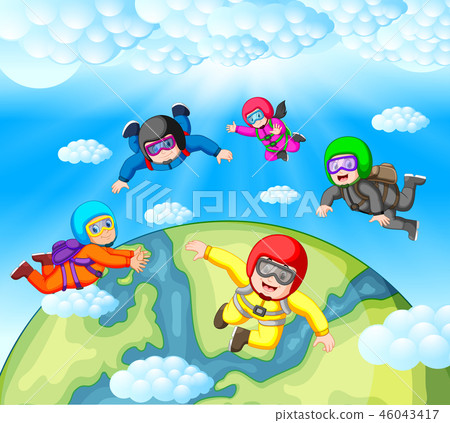 Skydiving team work 46043417