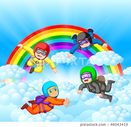 Skydivers having fun at the amazing cloud 46043419
