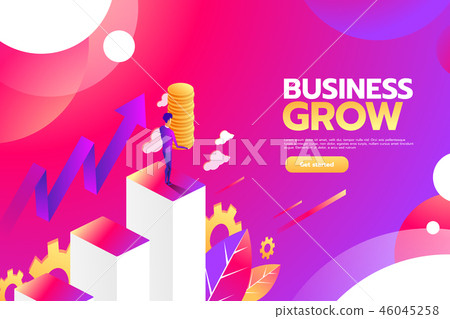 Businessman looking for investment opportunity standing on money growth graph. Profit Stock Market 46045258
