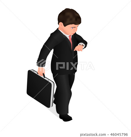 Little boy in a tuxedo and with a case.  46045796