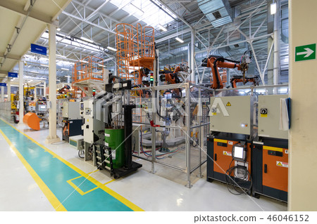 Car manufacturing plant. Automotive shop. The Assembly line for manufacturing cars. 46046152