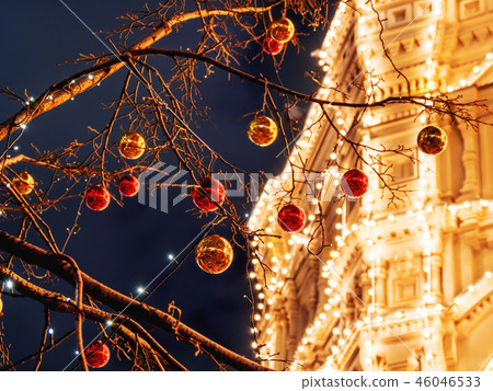 Streets of Moscow decorated for New Year, Russia Streets of Moscow decorated for New Year, Russia 46046533