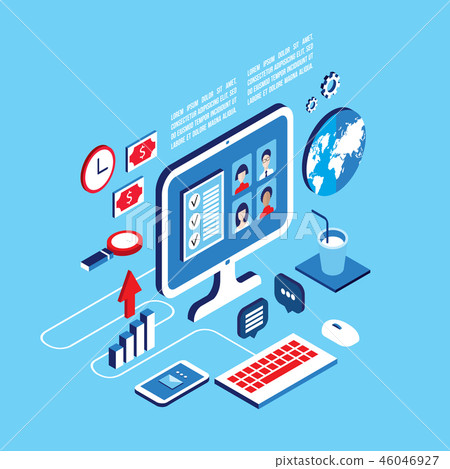 Workplace elements set Communication concept Workplace elements set Communication concept 46046927