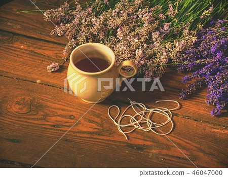 Aroma designer  workplace. Girl prepar lavander 46047000