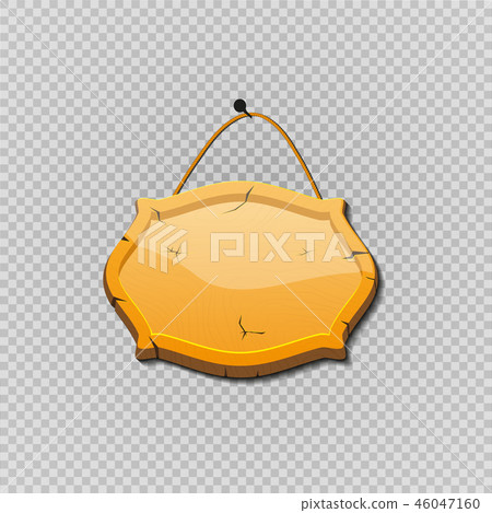 A wooden sign, a sign with a rope hanging. A wooden sign, a sign with a rope hanging. 46047160