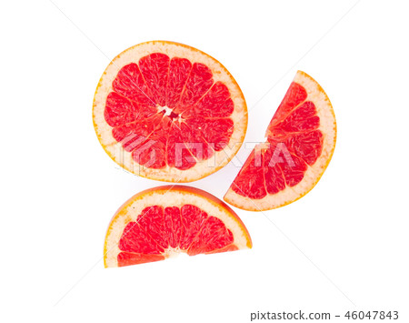Grapefruit slice isolated on white background Grapefruit slice isolated on white background 46047843