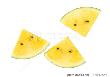 Yellow watermelon isolated on white background. Yellow watermelon isolated on white background. 46047844
