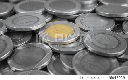 Close up, ten baht coins Close up, ten baht coins 46048039
