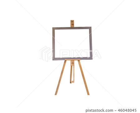 Blank art frame, wooden easel, front view Blank art frame, wooden easel, front view 46048045