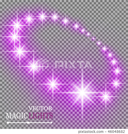 Set of golden glowing lights effects isolated. 46048682