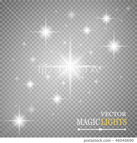 Set of golden glowing lights effects isolated. Set of golden glowing lights effects isolated. 46048690