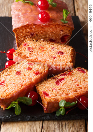 baked sweet bread with maraschino cherries 46049446