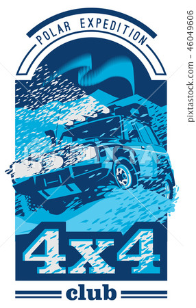 Off-road car logo, safari suv, polar expedition offroader. Off-road car logo, safari suv, polar expedition offroader. 46049606