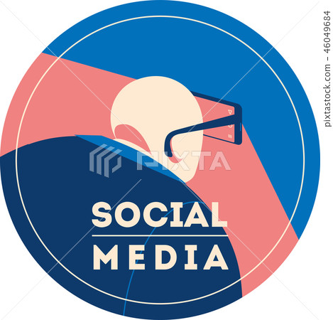 Man using smartphone as a glasses to view blog feed in social media. Man using smartphone as a glasses to view blog feed in social media. 46049684