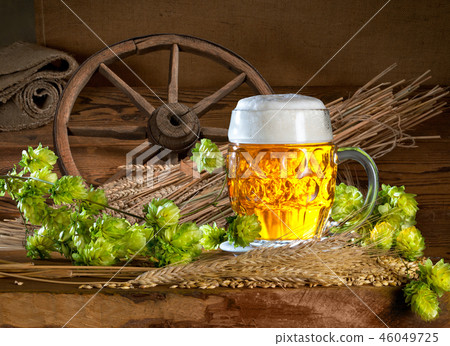 Still life with beer,hops and barley 46049725