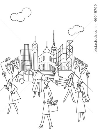 在街上工作的女人 46049769