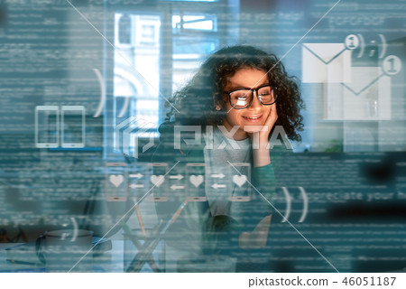 Young indian woman received message from dating app 46051187