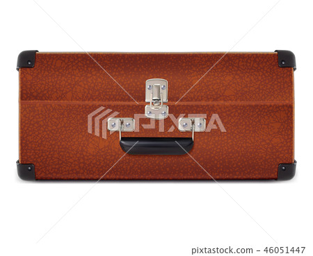 Closed old retro vintage suitcase. Realistic bag.  46051447