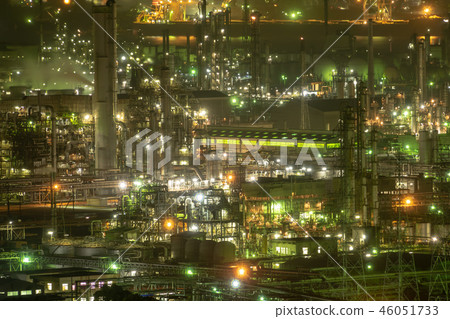 Mizushima seaside industrial area-factory night view- Mizushima seaside industrial area-factory night view- 46051733