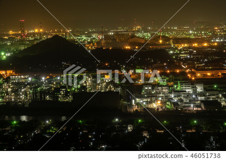 Mizushima seaside industrial area-factory night view- Mizushima seaside industrial area-factory night view- 46051738
