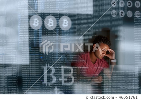 Young indian programmer thinking how to get more cryptocurrency Young indian programmer thinking how to get more cryptocurrency 46051761