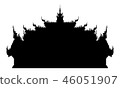 Thai ancient buddhist temple. Vector silhouette. 46051907
