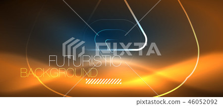 Neon glowing techno lines, hi-tech futuristic abstract background template with geometric shapes Neon glowing techno lines, hi-tech futuristic abstract background template with geometric shapes 46052092