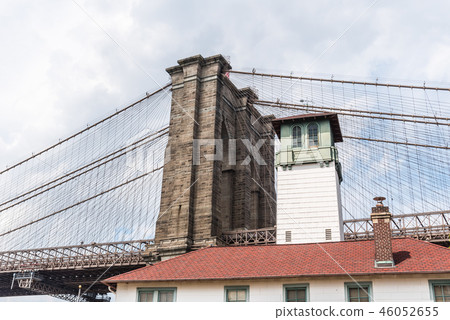 Low angle view of Brooklyn Bridge in New York 46052655