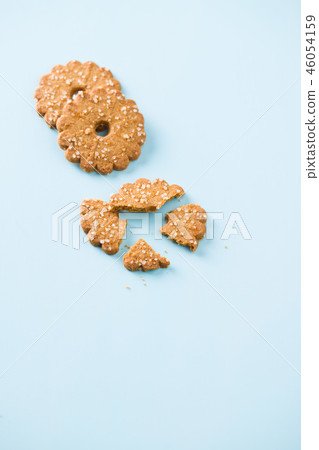 Christmas biscuits with sugar crystals. Christmas biscuits with sugar crystals. 46054159