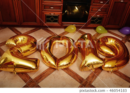 New 2019 Year is coming. Group of cheerful New 2019 Year is coming. Group of cheerful 46054183