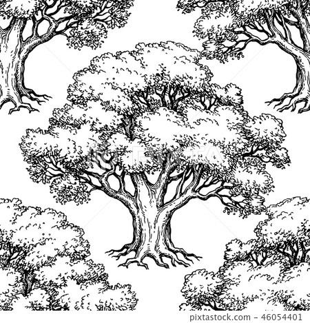 Seamless pattern with oak Seamless pattern with oak 46054401