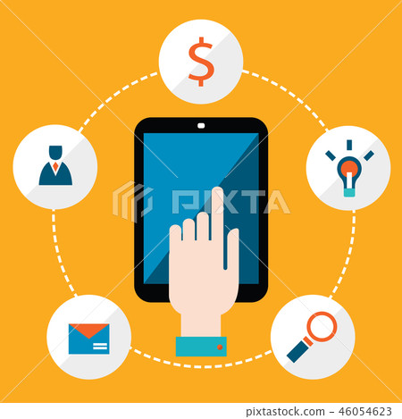 Hand holding tablet Communication  concept 46054623