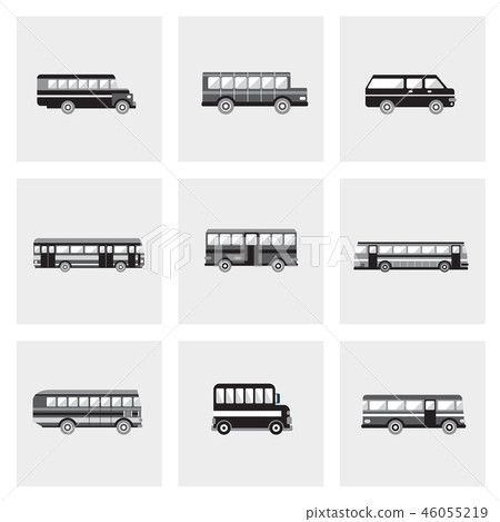 Bus icons set. Public transportation Bus icons set. Public transportation 46055219
