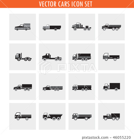 16 truck cars icon set. Neutral color style 16 truck cars icon set. Neutral color style 46055220