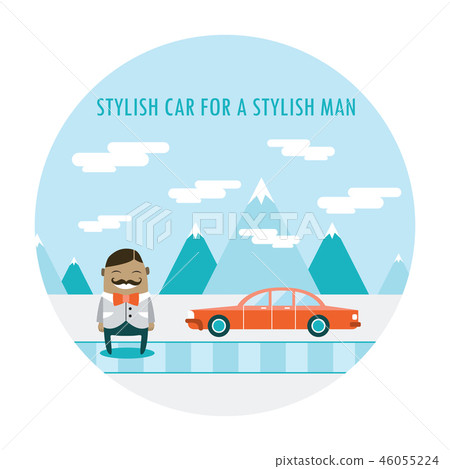 Handsome hipster guy standing near his cool car 46055224
