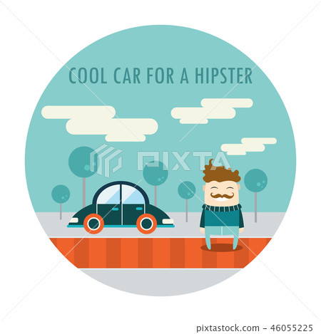 Handsome hipster guy standing near his cool car 46055225