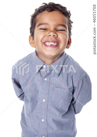 Portrait of a cute african american little boy, isolated on white 46055708