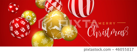 Red christmas bauble ornament web banner 46055817