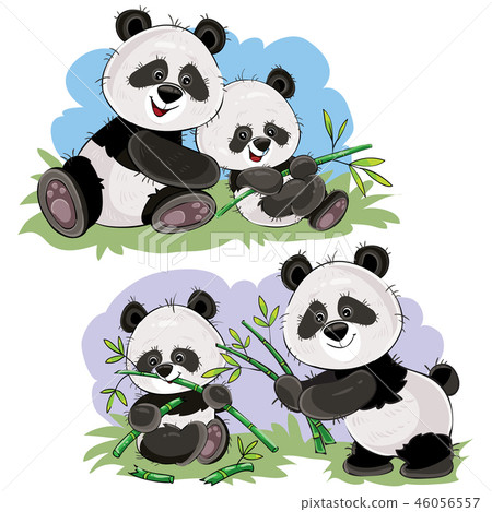 Panda bear characters cartoon illustration 46056557
