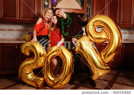 New 2019 Year is coming. Group of cheerful  46056980