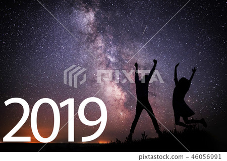 Happy 2018 new year. Background of the Milky Way Happy 2018 new year. Background of the Milky Way 46056991