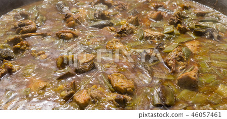 Cooking Valencian paella. Typical cuisine of the Valencian Community in Spain 46057461