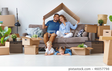happy family move to new apartment  46057798