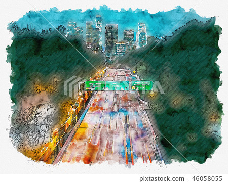 Aerial view of Los Angeles, CA 46058055