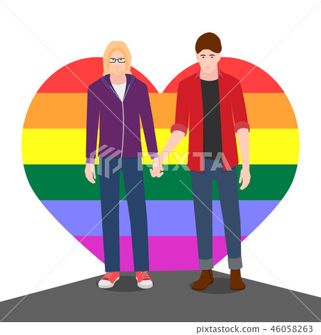 Two Men Hold Hands They Are Gay Stock Illustration 46058263 Pixta