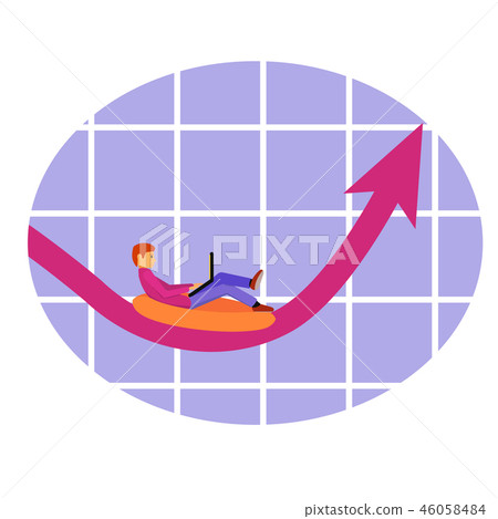 A freelancer sits on a life buoy.  46058484