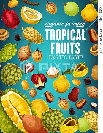 Tropical fruits poster for natural vegetarian food 46058822